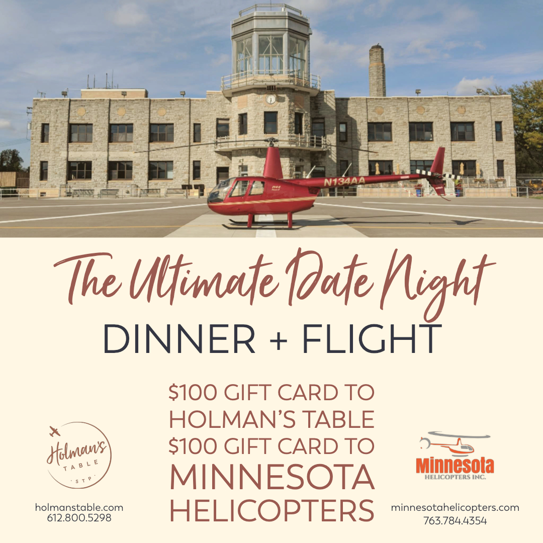 The Ultimate Date Night helicopter ride and dinner package in St. Paul, Minnesota